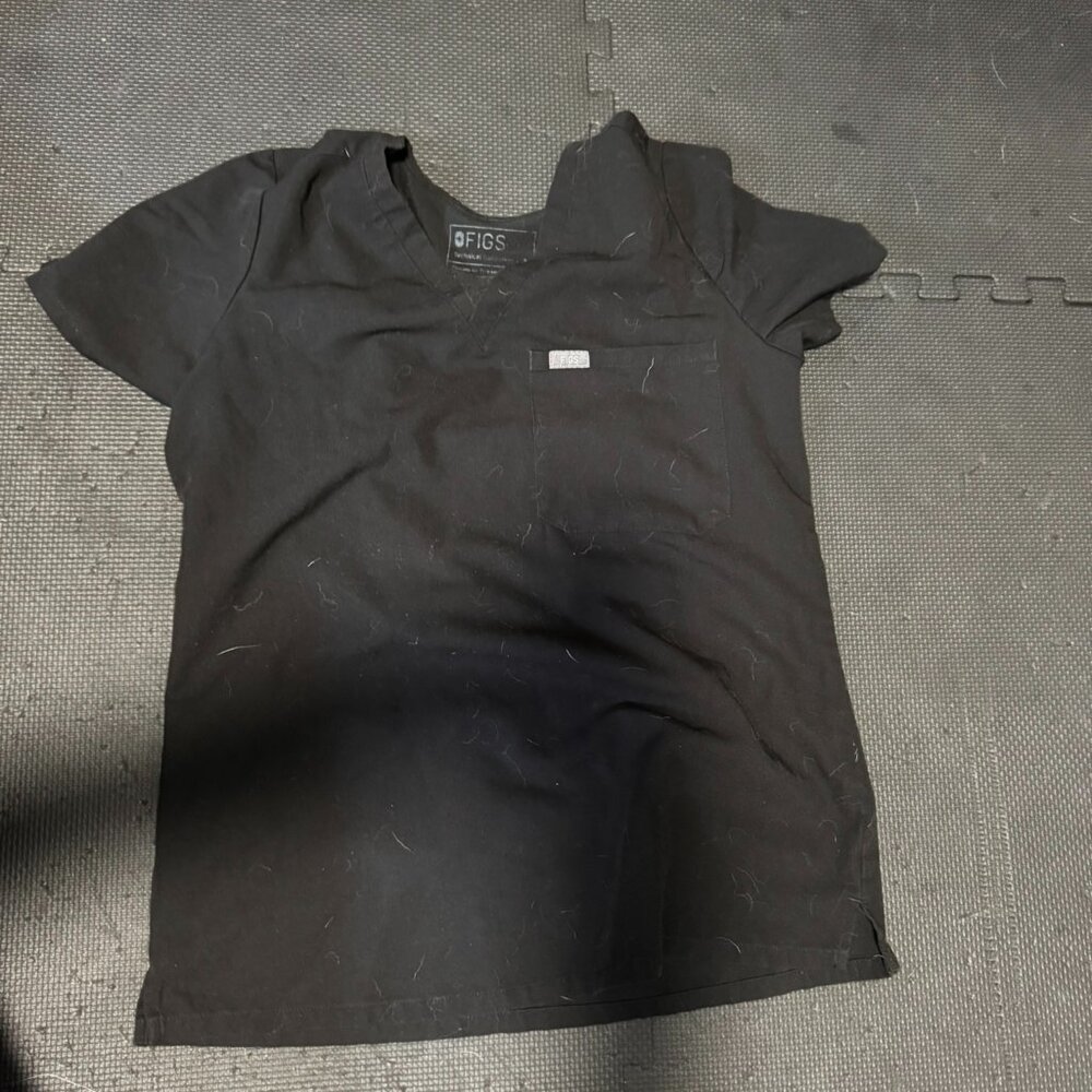 Figs Black Scrub Top Size Small
